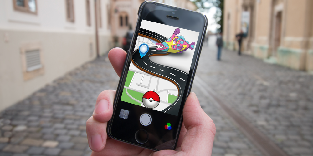 smartphone with map game Pokemon GO